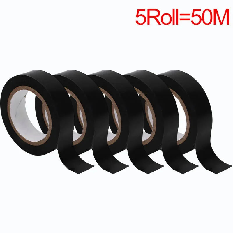 Black Electrical Insulation Tape – Waterproof High-Temp PVC, 1–10 Rolls | Gearelo