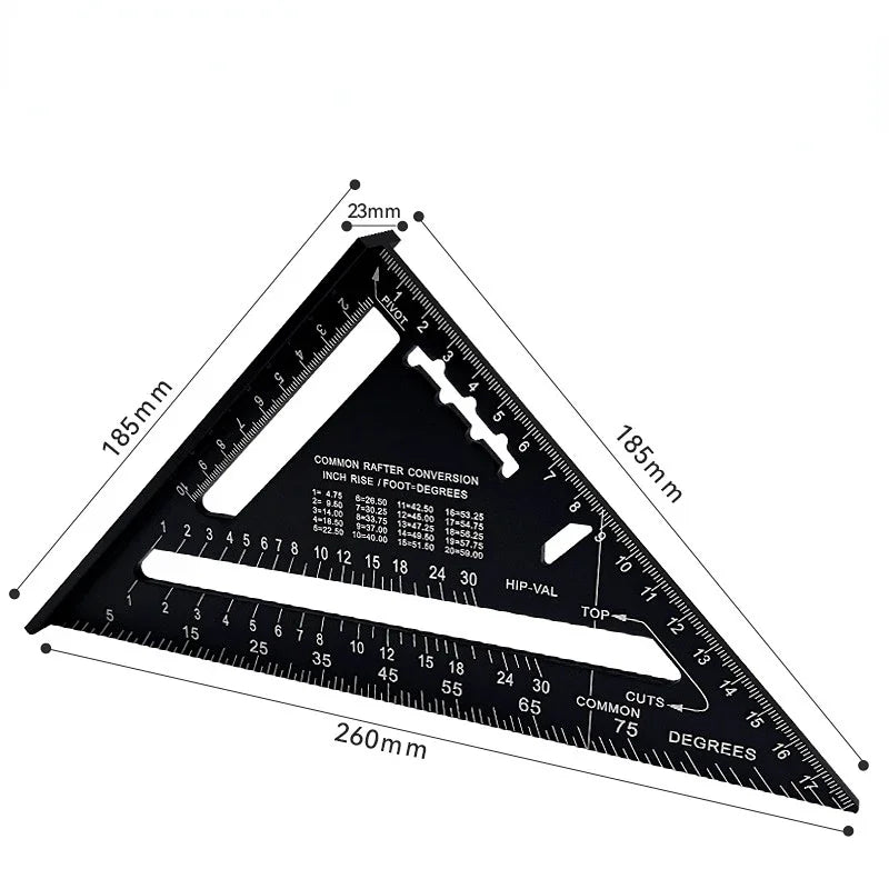 Aluminum Speed Square 7" – Carpenter Triangle Ruler, Inch & Metric | Gearelo