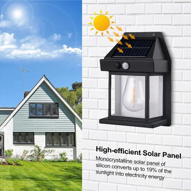 Solar Motion Sensor Outdoor Wall Light – Filament LED Garden Lamp, 1–4pc | Gearelo