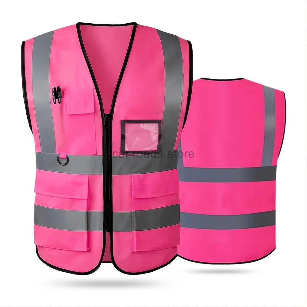 Reflective Safety Vest – ANSI/ISEA Hi-Vis with Zipper Front & Pockets | Gearelo