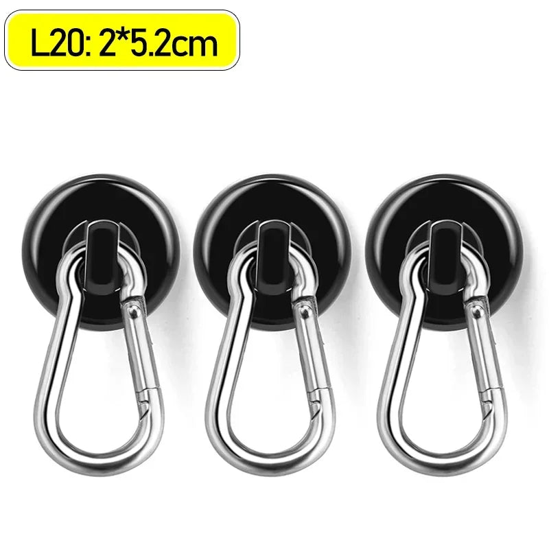 Heavy Duty Magnetic Hook with 360° Swivel Carabiner – Fridge & Outdoor – L20-(Black) | Gearelo