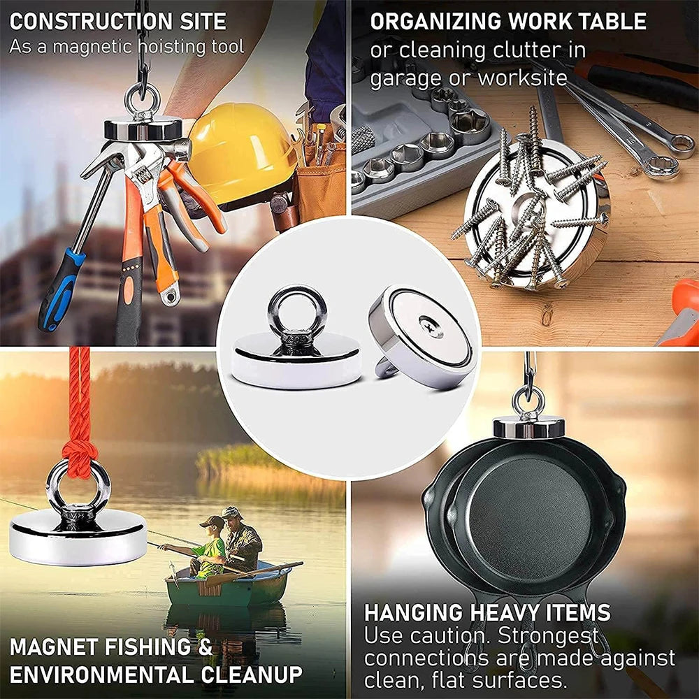N52 Neodymium Salvage Fishing Magnet – 16–42mm Heavy-Duty Rare Earth Hook | Gearelo