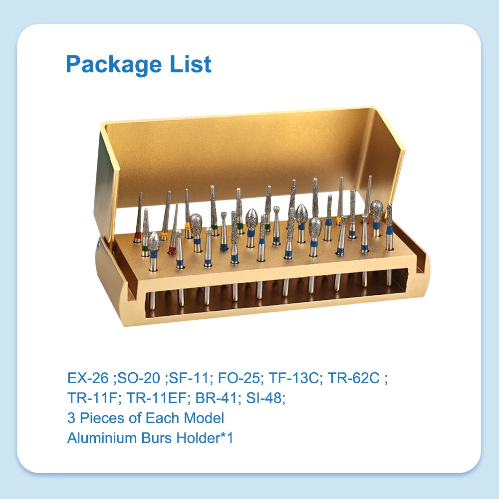 Diamond Bur Set 30pc – High Speed Rotary Drill Bits with Sterilization Block | Gearelo