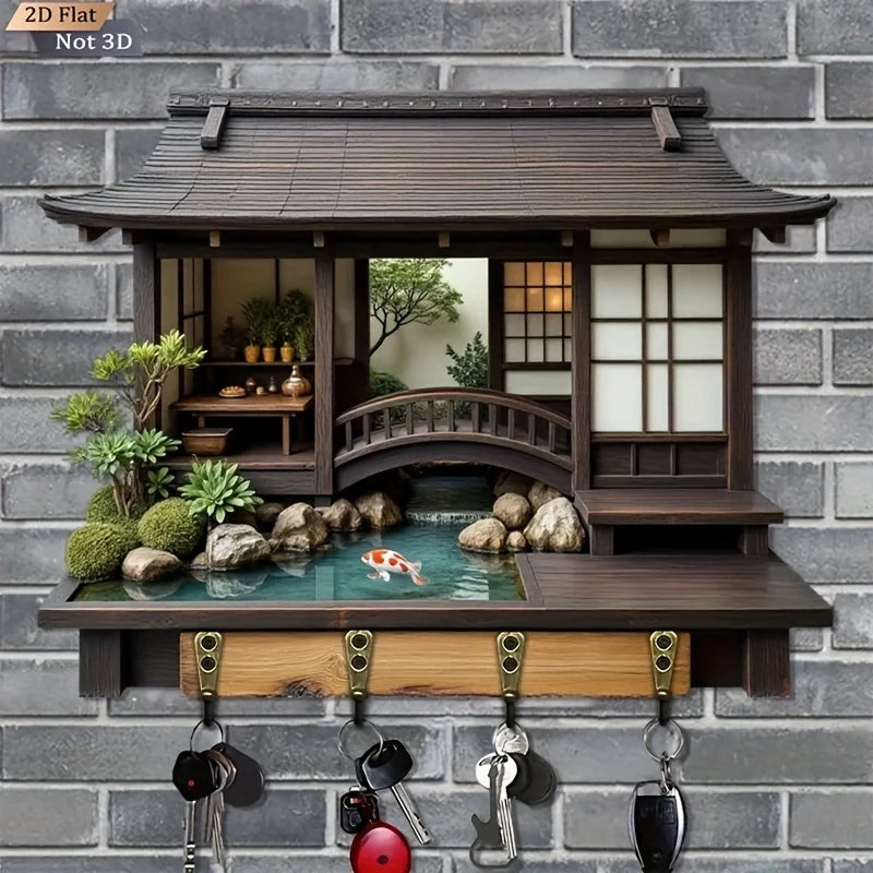 Japanese Retro Wooden Key Hook – Wall-Mounted Porch & Kitchen Organizer, 1 or 2pc | Gearelo