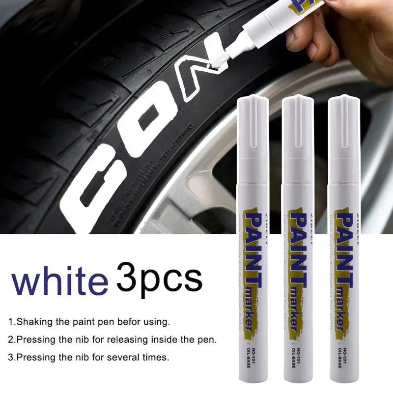 White Paint Pen Markers 3-Pack – Waterproof Oil-Based, Tires & Metal – 3pcs Red | Gearelo