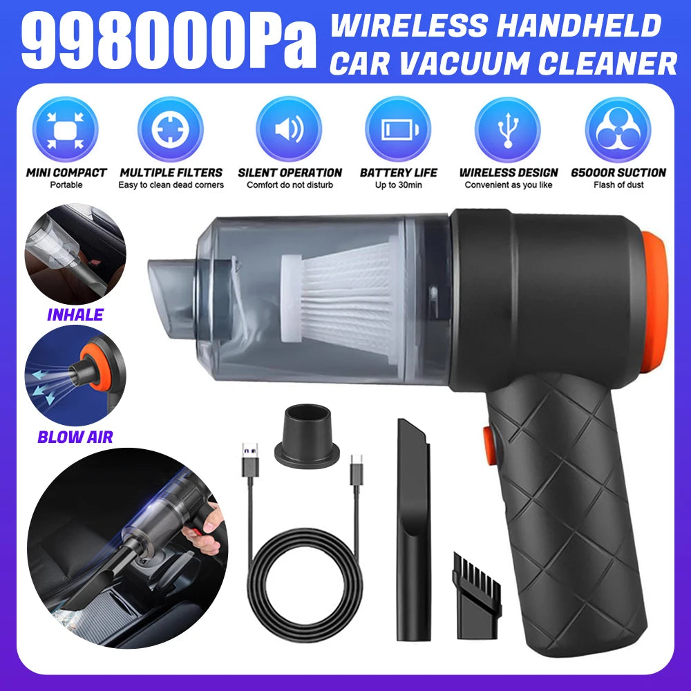 Portable Wireless Car Vacuum – Handheld Wet/Dry USB Rechargeable | Gearelo