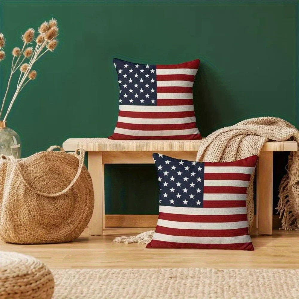 American Flag Patriotic Pillow Cover – 4th of July Decorative Cushion Case | Gearelo