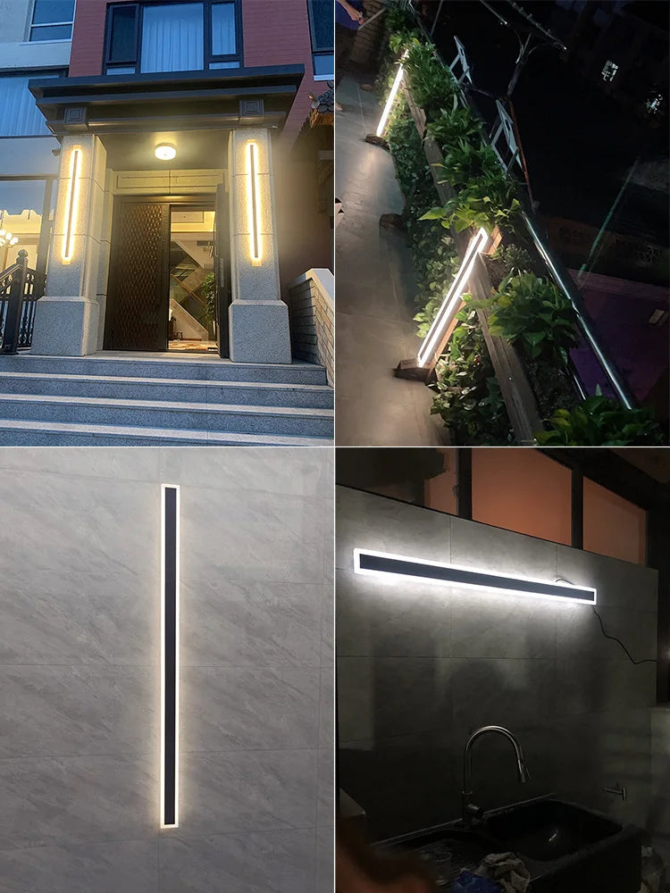 IP65 Outdoor LED Wall Sconce – Waterproof Long Strip Aluminum Light, 3000–6000K | Gearelo