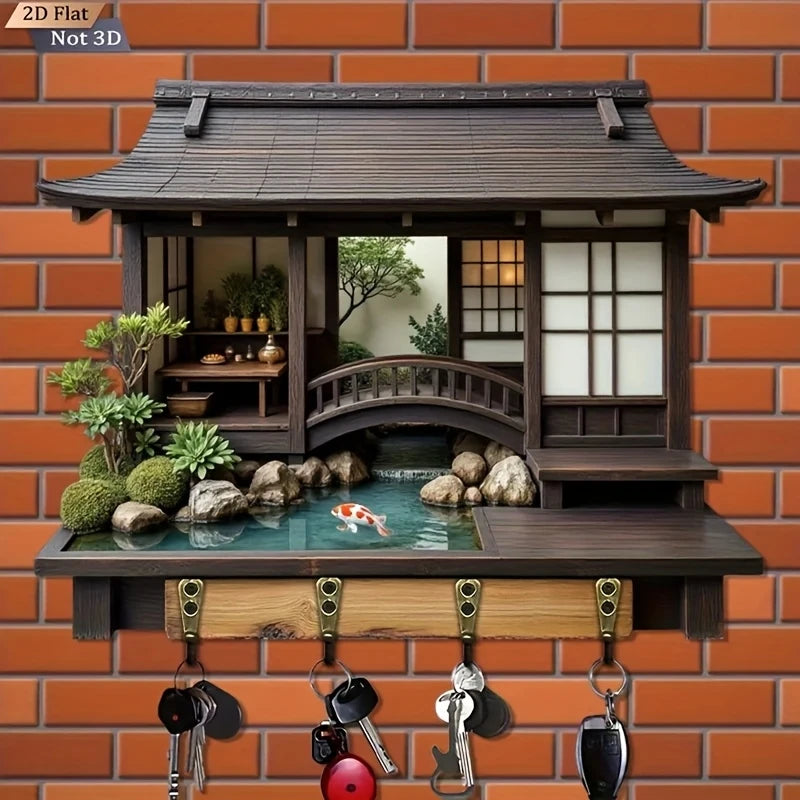 Japanese Retro Wooden Key Hook – Wall-Mounted Porch & Kitchen Organizer, 1 or 2pc | Gearelo