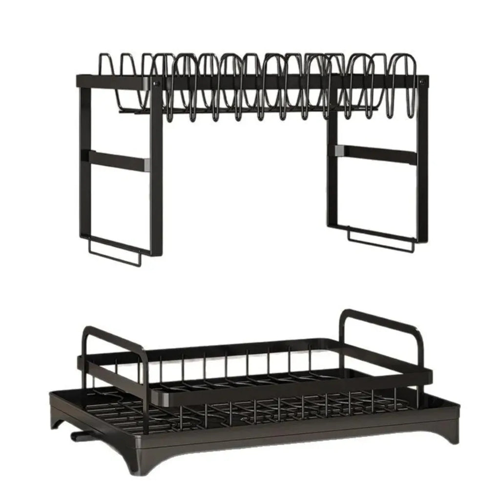 2-Tier Rotating Dish Drying Rack – 360° Swivel with Drainboard | Gearelo