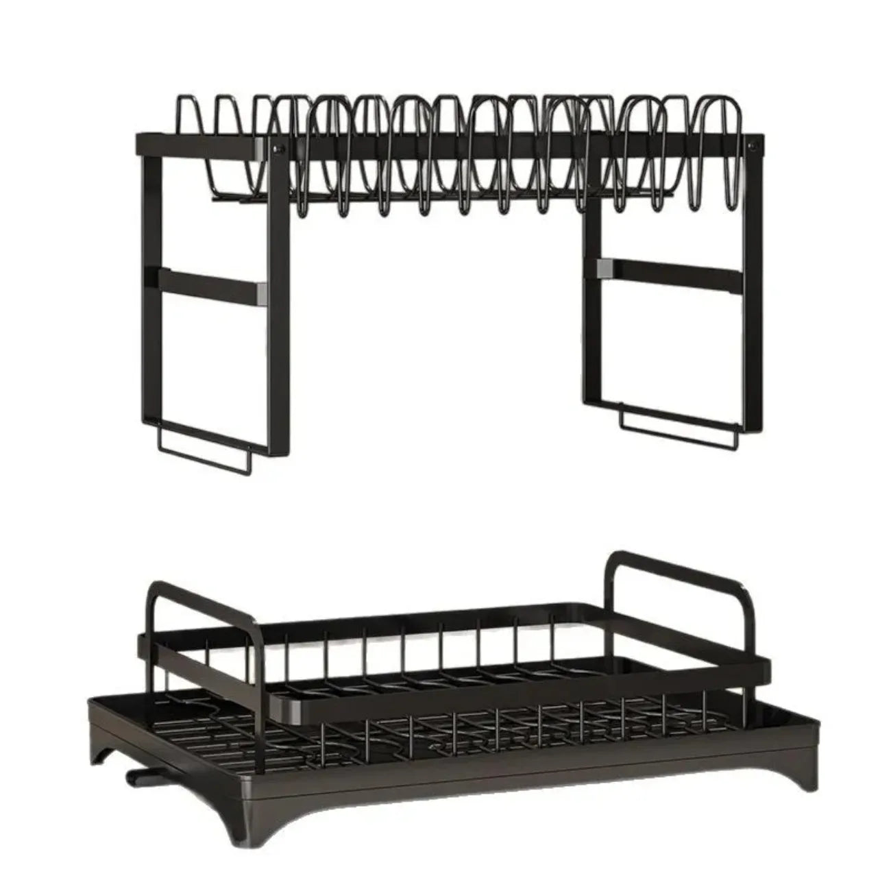 2-Tier Rotating Dish Drying Rack – 360° Swivel with Drainboard | Gearelo
