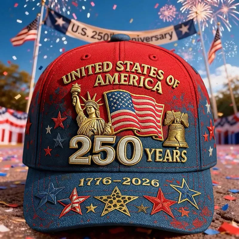 250th Anniversary Patriotic Baseball Cap – 3D Print Statue of Liberty & Liberty Bell | Gearelo