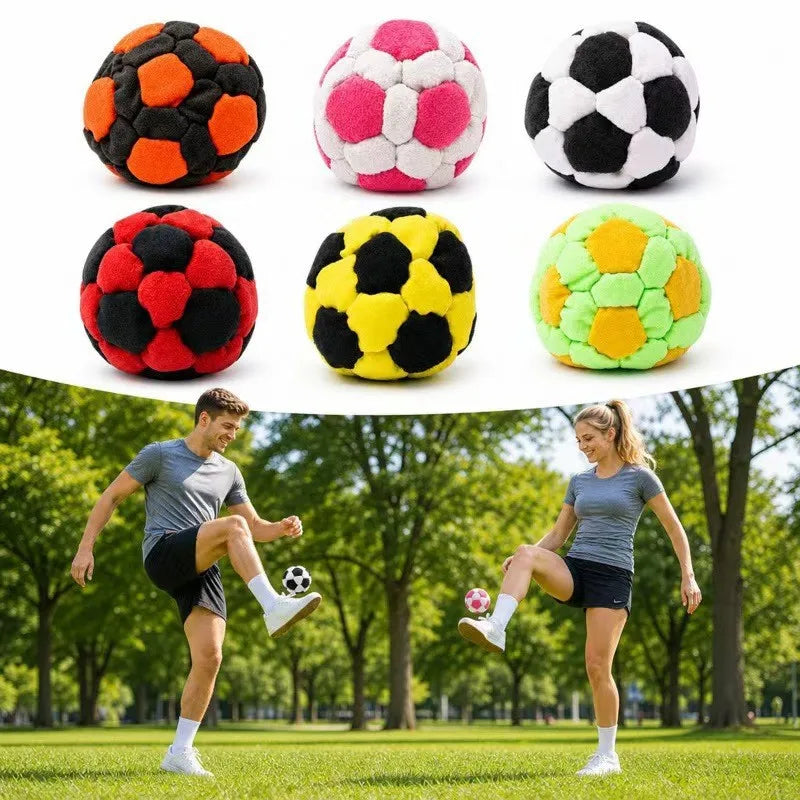 Soccer Design Footbag Hacky Sack – Colorful Feather Ball – F | Gearelo
