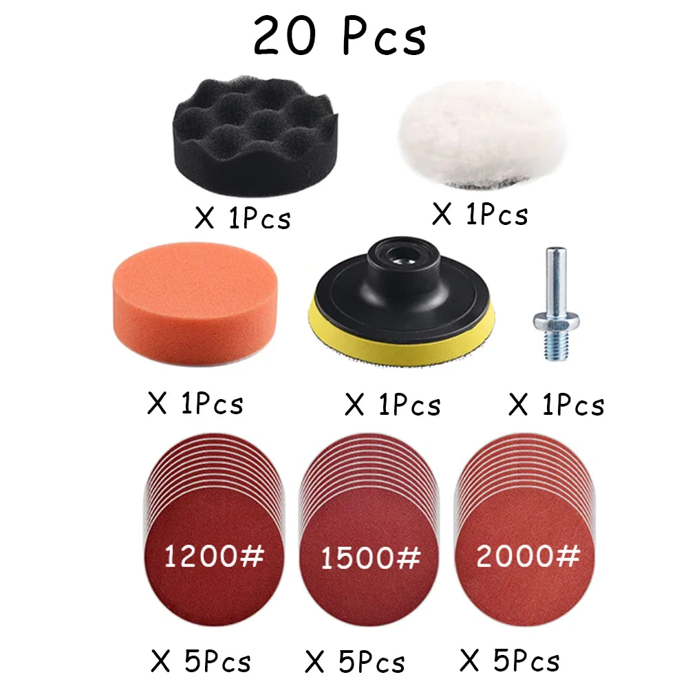 Car Headlight Restoration Kit – 3" Sanding & Polishing Pad Set, 15–65pc | Gearelo