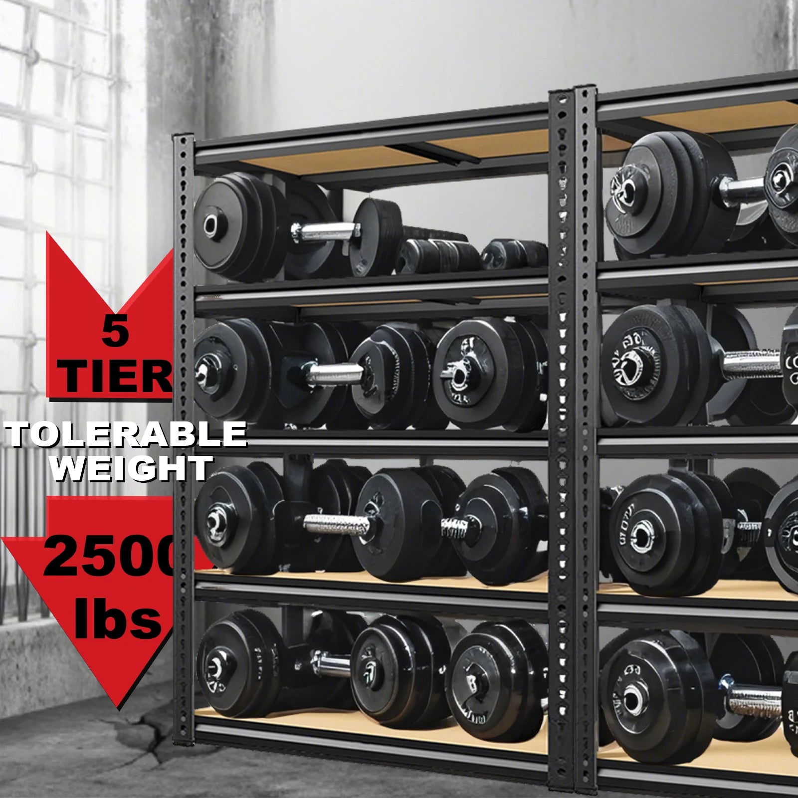 Heavy Duty Garage Shelving 72"/60"H – 2000lb Adjustable Metal Shelves – 72 H Black | Gearelo