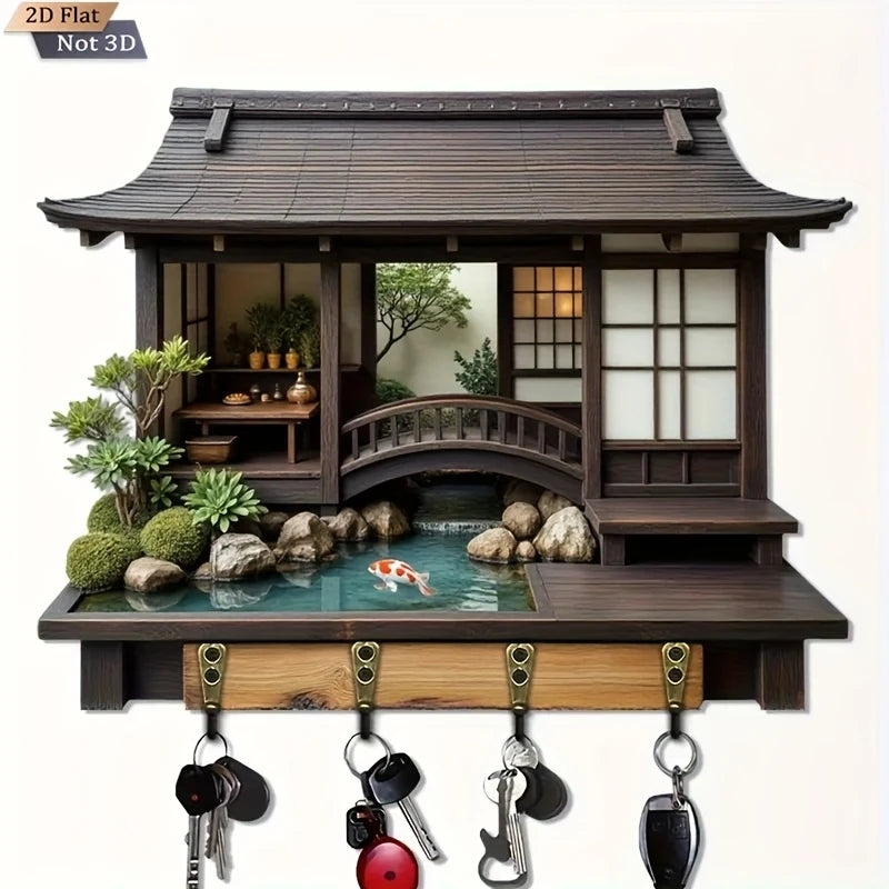 Japanese Retro Wooden Key Hook – Wall-Mounted Porch & Kitchen Organizer, 1 or 2pc | Gearelo