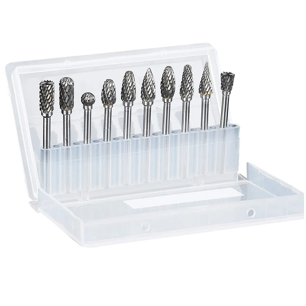 Carbide Burr Set 10pc – 1/8" Shank Dremel Die Grinder Bits for Wood & Metal | Gearelo