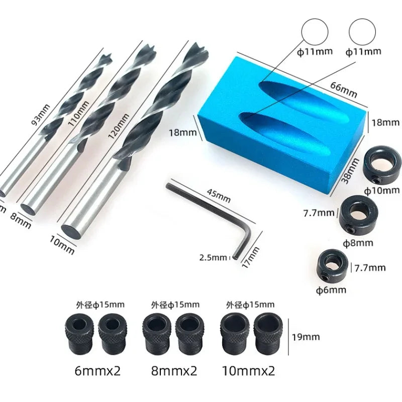 Pocket Hole Jig 15° Drill Guide – DIY Oblique Hole Carpenter Locator Set | Gearelo