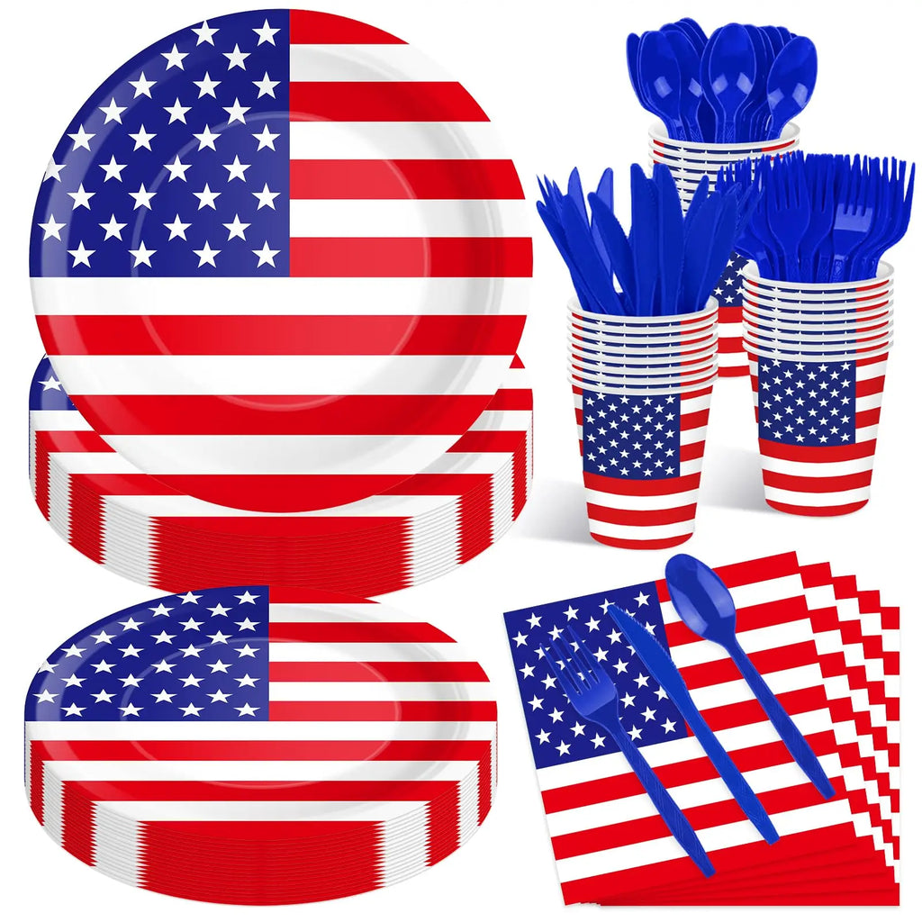 Independence Day Party Supplies Set – American Flag Tableware for 4th of July | Gearelo