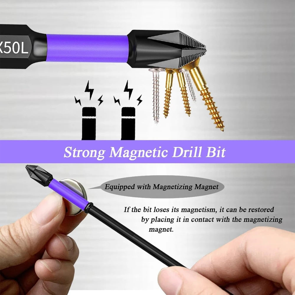 Magnetic Impact Screwdriver Bits – 6 or 12pc Non-Slip Phillips Hex Shank | Gearelo