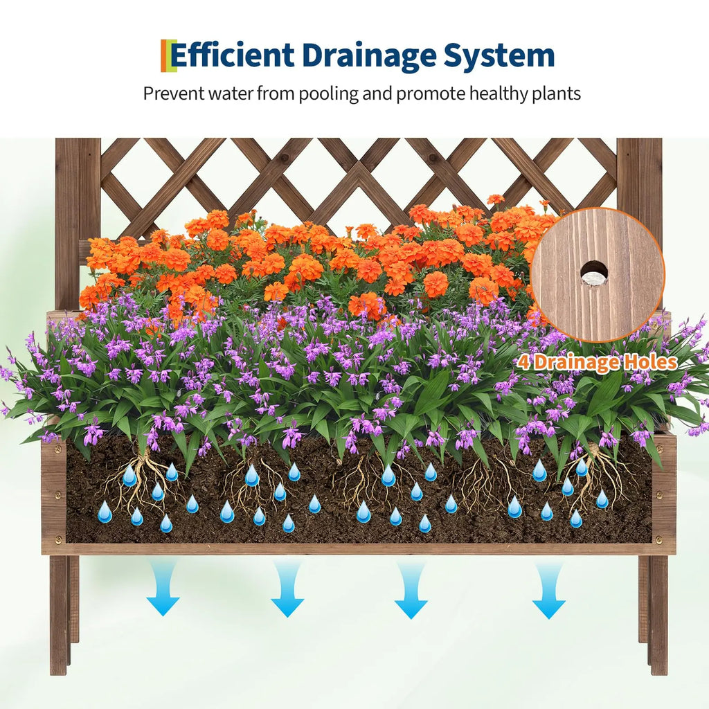 Wooden Raised Garden Bed with Trellis – 2-Tier Elevated Planter | Gearelo