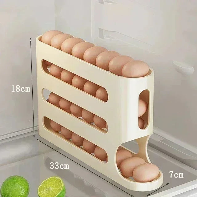 Non-slip bottom rolling egg organizer stable countertop placement

