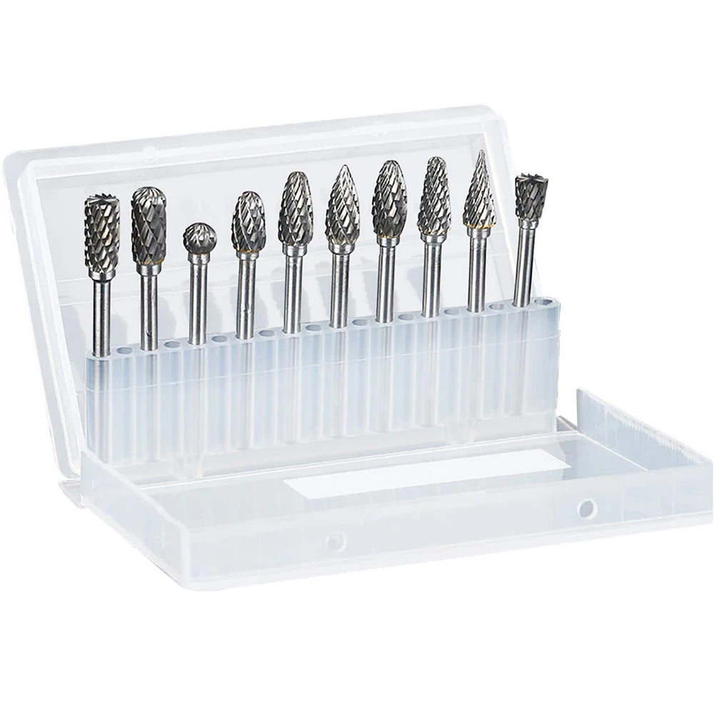 Carbide Burr Set 10pc – 1/8" Shank Dremel Die Grinder Bits for Wood & Metal | Gearelo