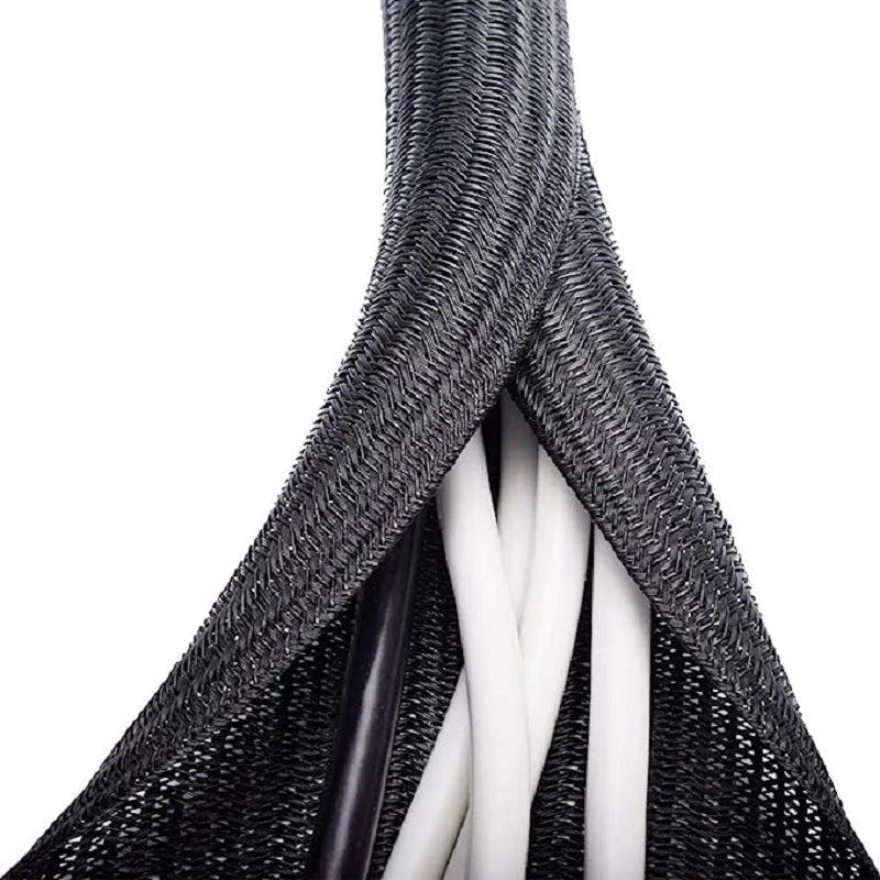Braided Cable Sleeve PET Nylon – Flexible Wire Protector, 1/3/5m – White 5M | Gearelo