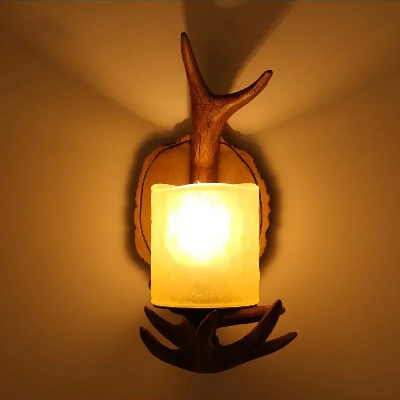 Retro Deer Horn LED Wall Lamp – Antler Light for Living Room – E | Gearelo