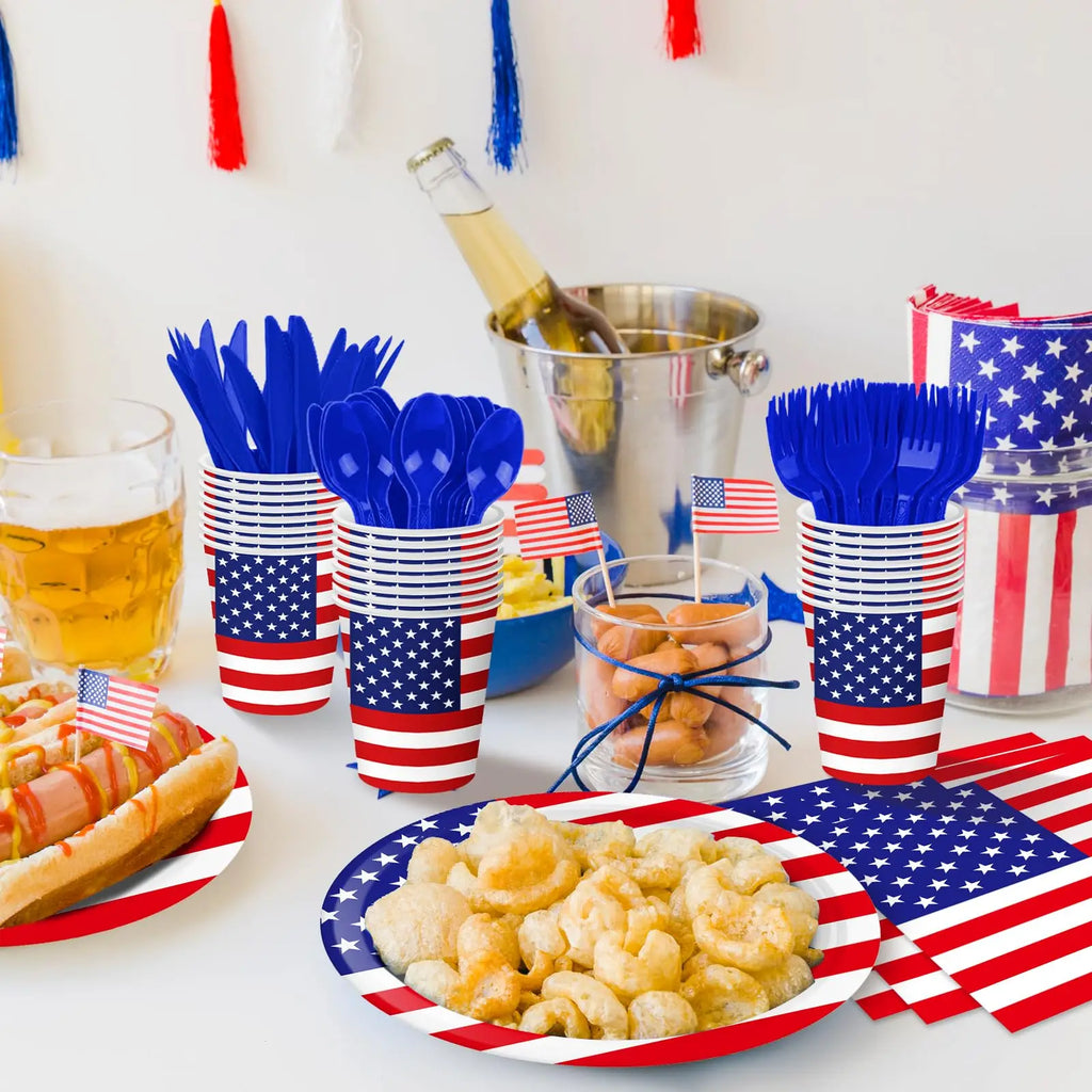 Independence Day Party Supplies Set – American Flag Tableware for 4th of July | Gearelo