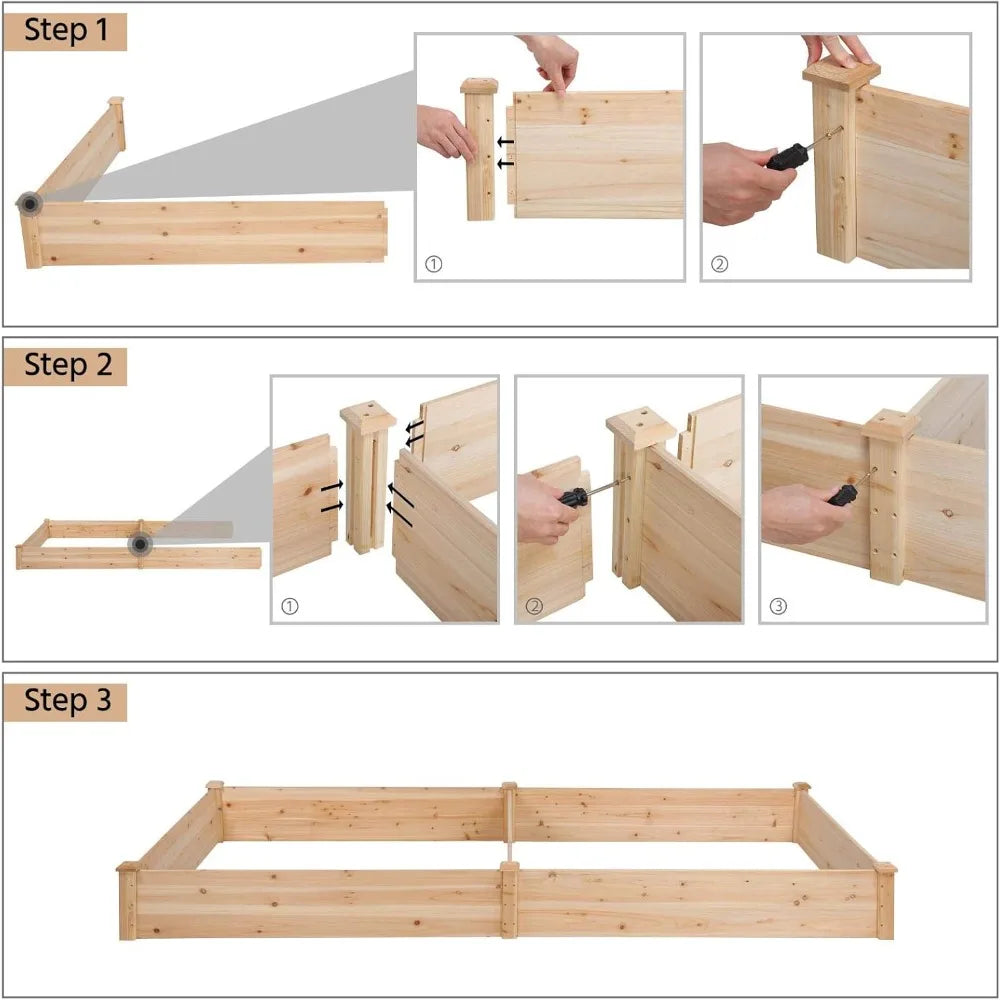 8×4ft Wooden Raised Garden Bed – Large Divisible Elevated Planter | Gearelo