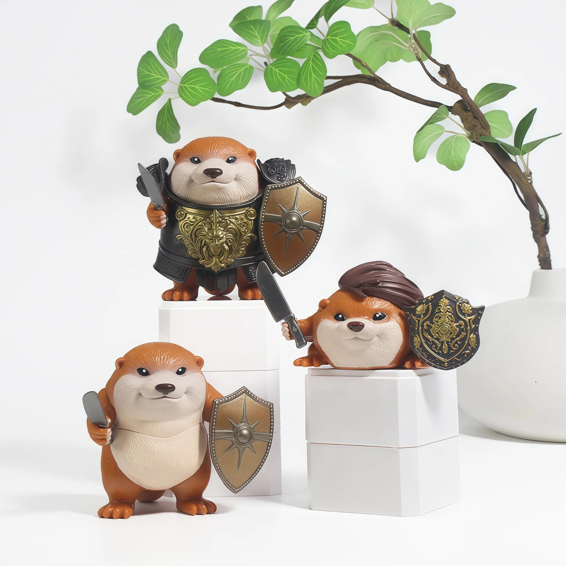 What The Dog Doing Knife Shield Figure Set – Desktop Ornament 6pcs | Gearelo