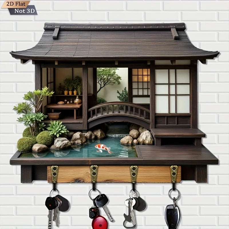 Japanese Retro Wooden Key Hook – Wall-Mounted Porch & Kitchen Organizer, 1 or 2pc | Gearelo