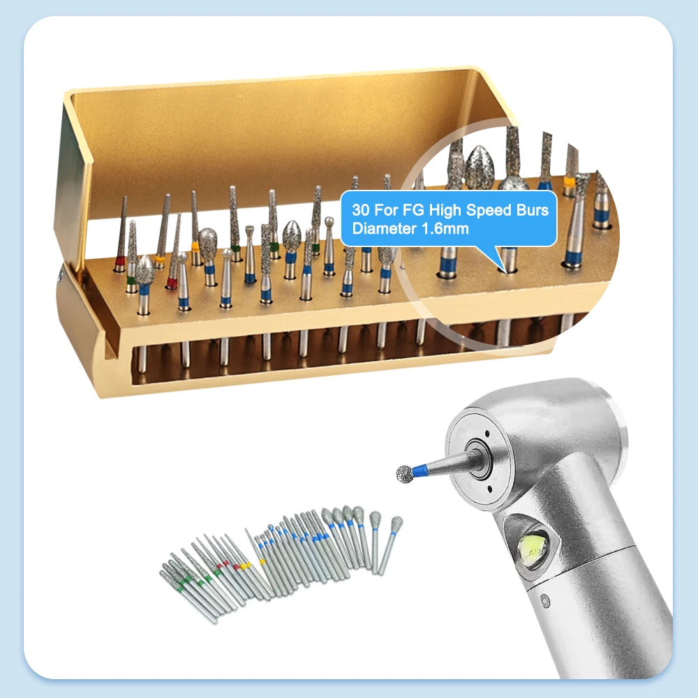 Diamond Bur Set 30pc – High Speed Rotary Drill Bits with Sterilization Block | Gearelo