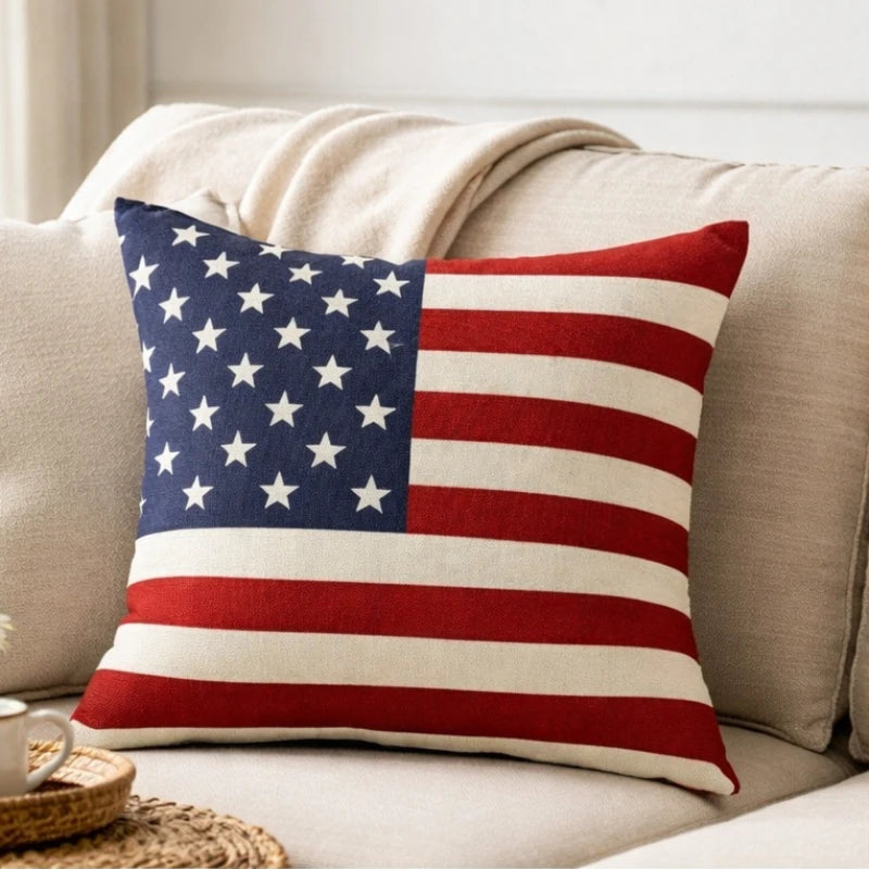 American Flag Patriotic Pillow Cover – 4th of July Decorative Cushion Case | Gearelo