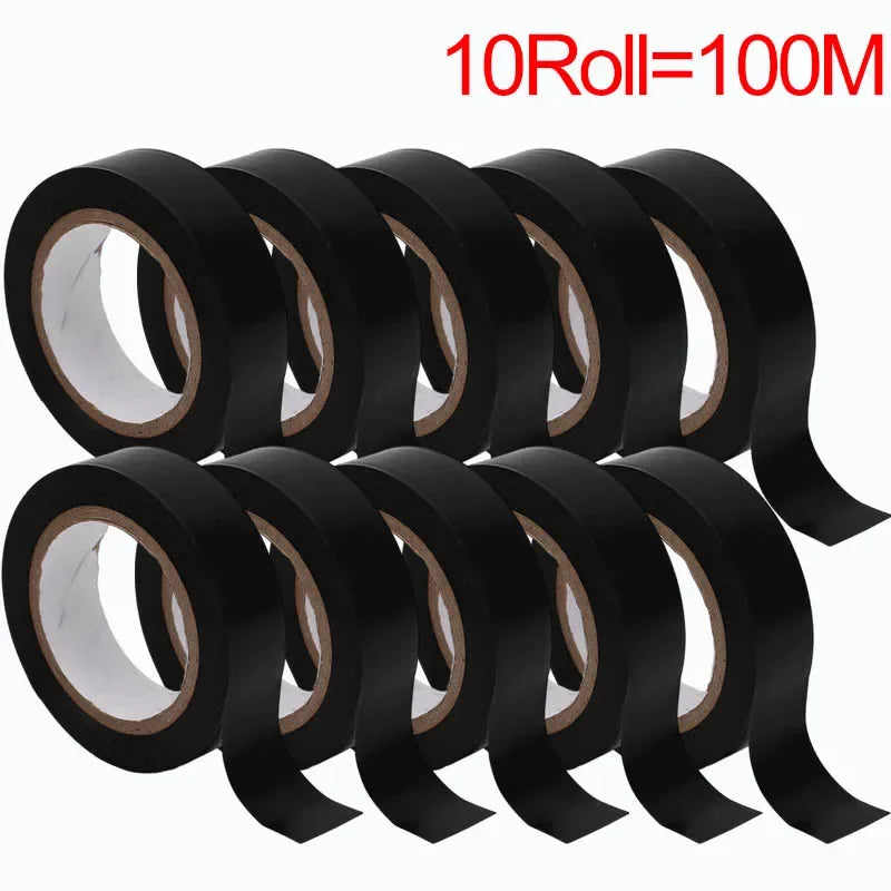 Black Electrical Insulation Tape – Waterproof High-Temp PVC, 1–10 Rolls | Gearelo