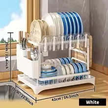 2-Tier Rotating Dish Drying Rack – 360° Swivel with Drainboard | Gearelo