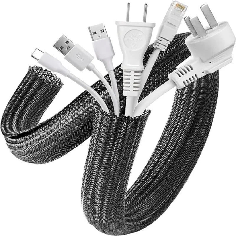 Braided Cable Sleeve PET Nylon – Flexible Wire Protector, 1/3/5m – Black 1M | Gearelo