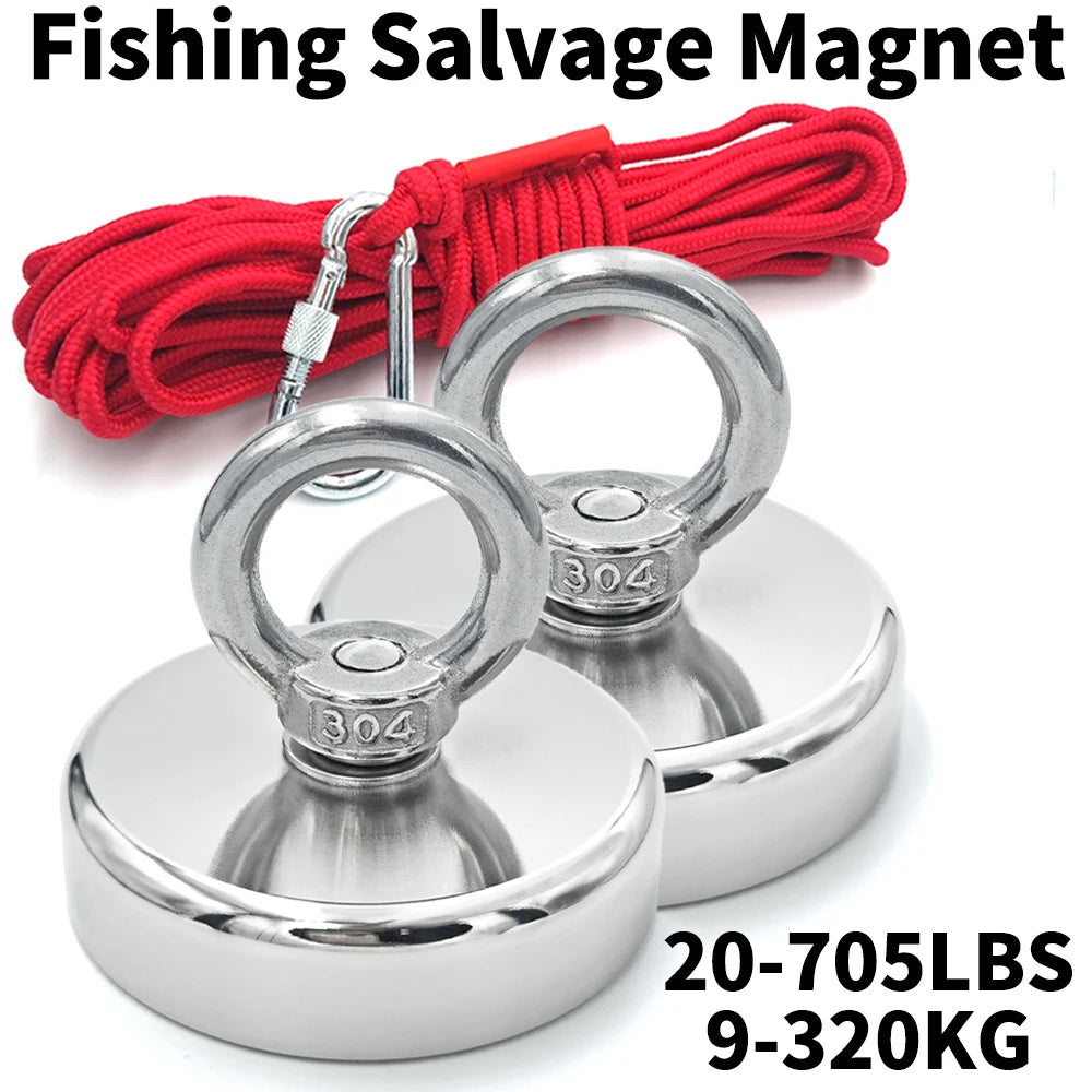 N52 Neodymium Salvage Fishing Magnet – 16–42mm Heavy-Duty Rare Earth Hook | Gearelo