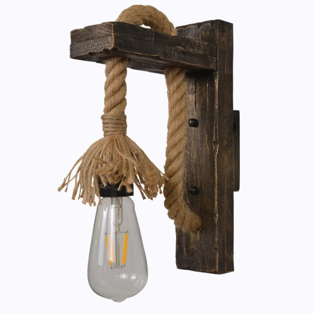 Industrial Wall Sconce – Vintage Black Metal & Wood Farmhouse Light | Gearelo