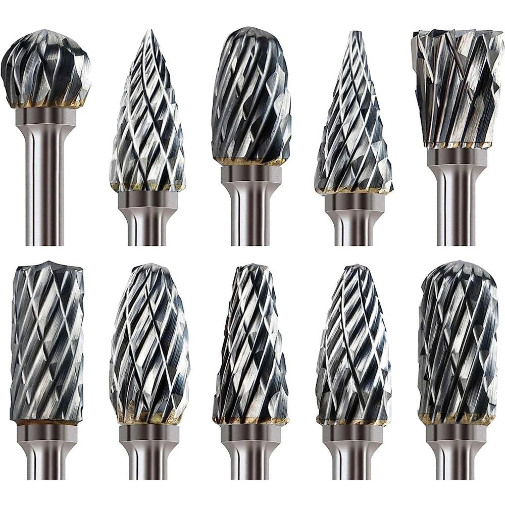 Carbide Burr Set 10pc – 1/8" Shank Dremel Die Grinder Bits for Wood & Metal | Gearelo