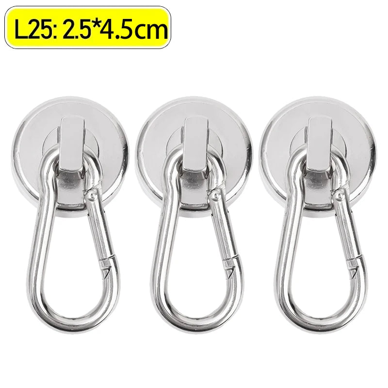 Heavy Duty Magnetic Hook with 360° Swivel Carabiner – Fridge & Outdoor – L20-(Black) | Gearelo