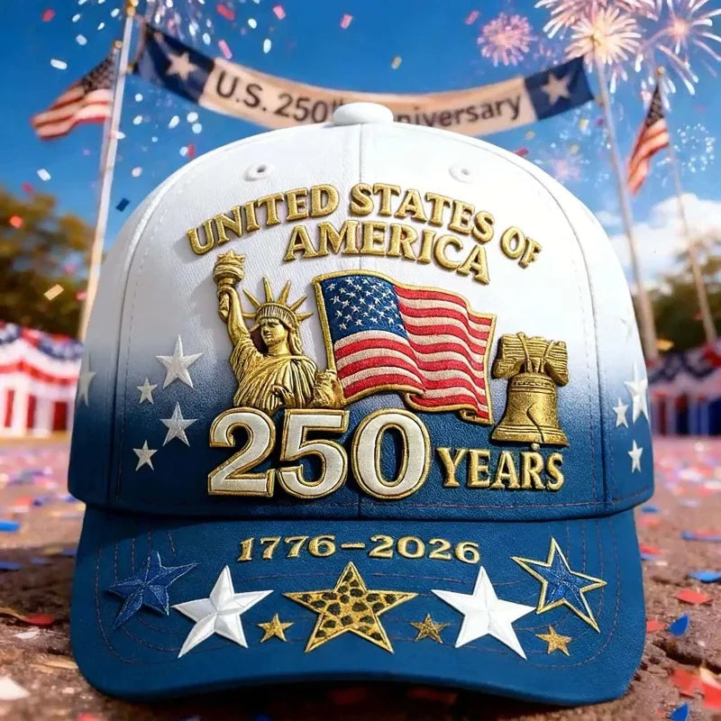 250th Anniversary Patriotic Baseball Cap – 3D Print Statue of Liberty & Liberty Bell | Gearelo