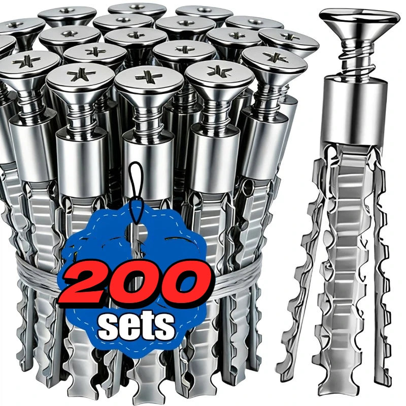 Hollow Wall Anchor Kit – 6/8mm Metal Expansion Screws & Plastic Plugs – 8mm | Gearelo