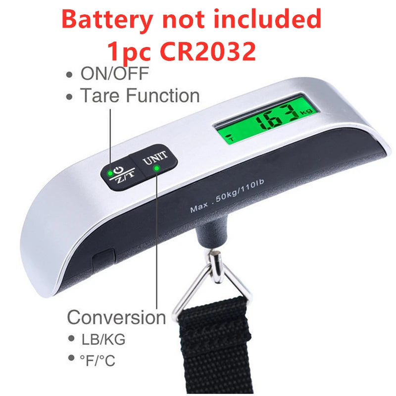 Digital Luggage Scale – 110lb/50kg LCD Hanging Travel Baggage Weigher | Gearelo