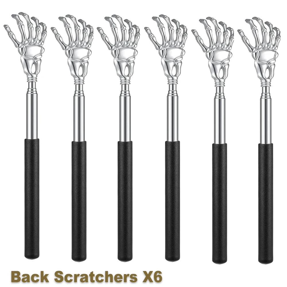 Telescoping Back Scratcher – Extendable Stainless Steel for Adults – BLACK WITH BAG | Gearelo
