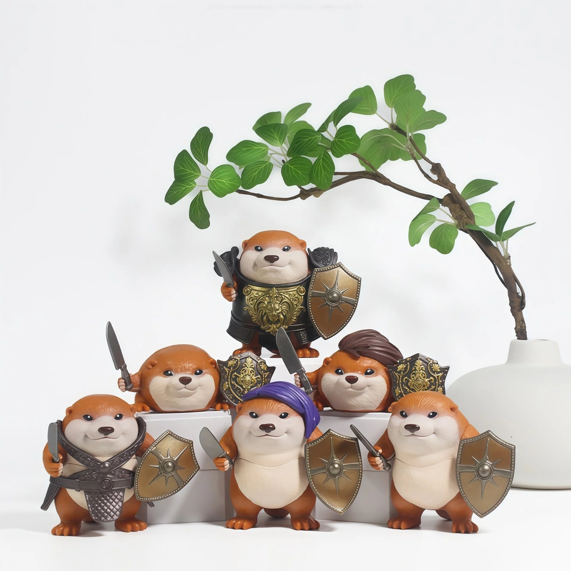 What The Dog Doing Knife Shield Figure Set – Desktop Ornament 6pcs – MULTI | Gearelo