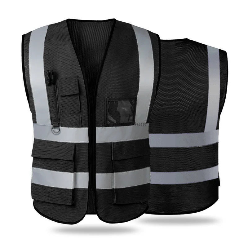 Reflective Safety Vest – ANSI/ISEA Hi-Vis with Zipper Front & Pockets | Gearelo