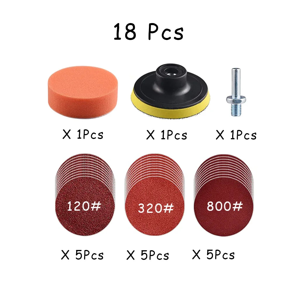 Car Headlight Restoration Kit – 3" Sanding & Polishing Pad Set, 15–65pc | Gearelo