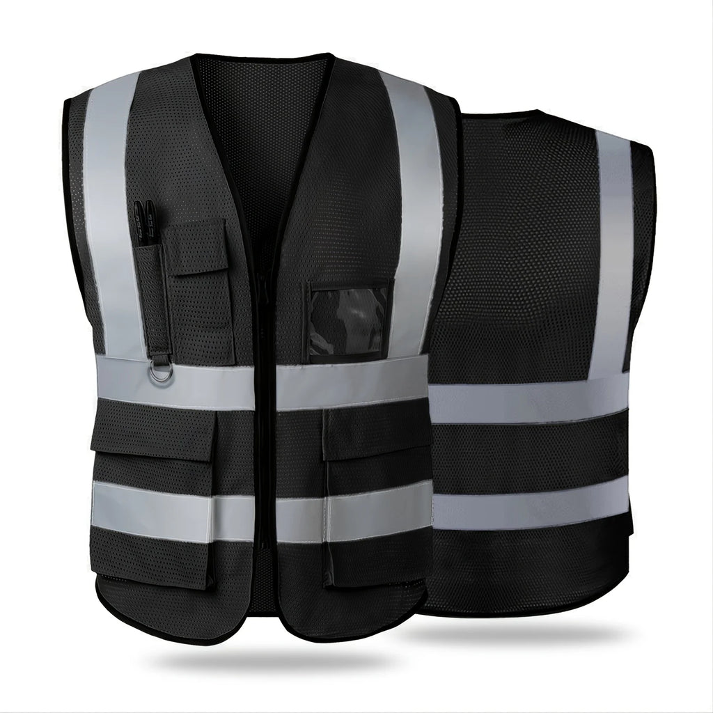 Reflective Safety Vest – ANSI/ISEA Hi-Vis with Zipper Front & Pockets | Gearelo